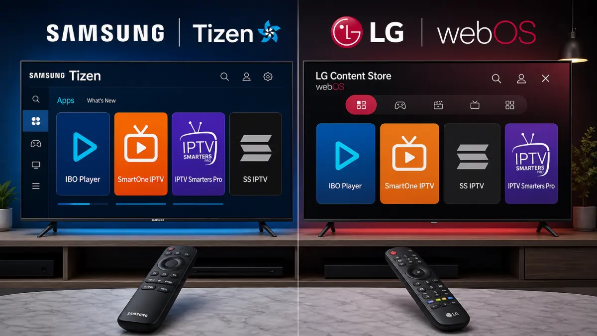 Installatie van een IPTV-app op een Samsung- en LG Smart TV.