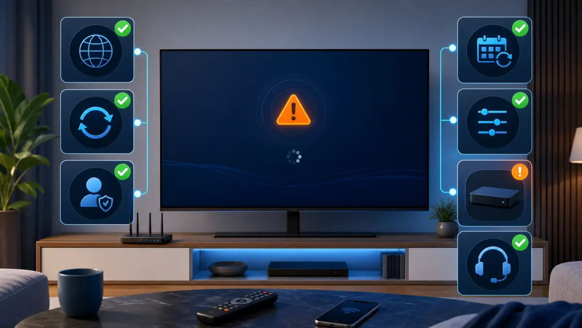 Stappenplan voor problemen met IPTV op een Samsung Smart TV.
